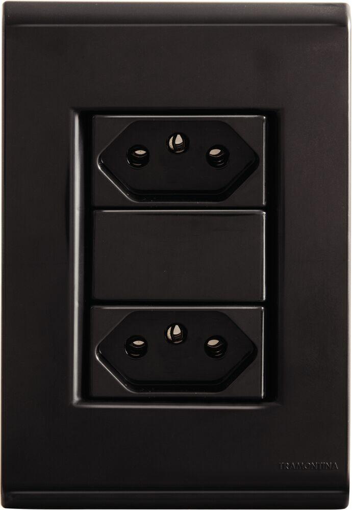 Conjunto 2 Seções Liz 2 P+T 10A 250V Grafite Escuro Tramontina