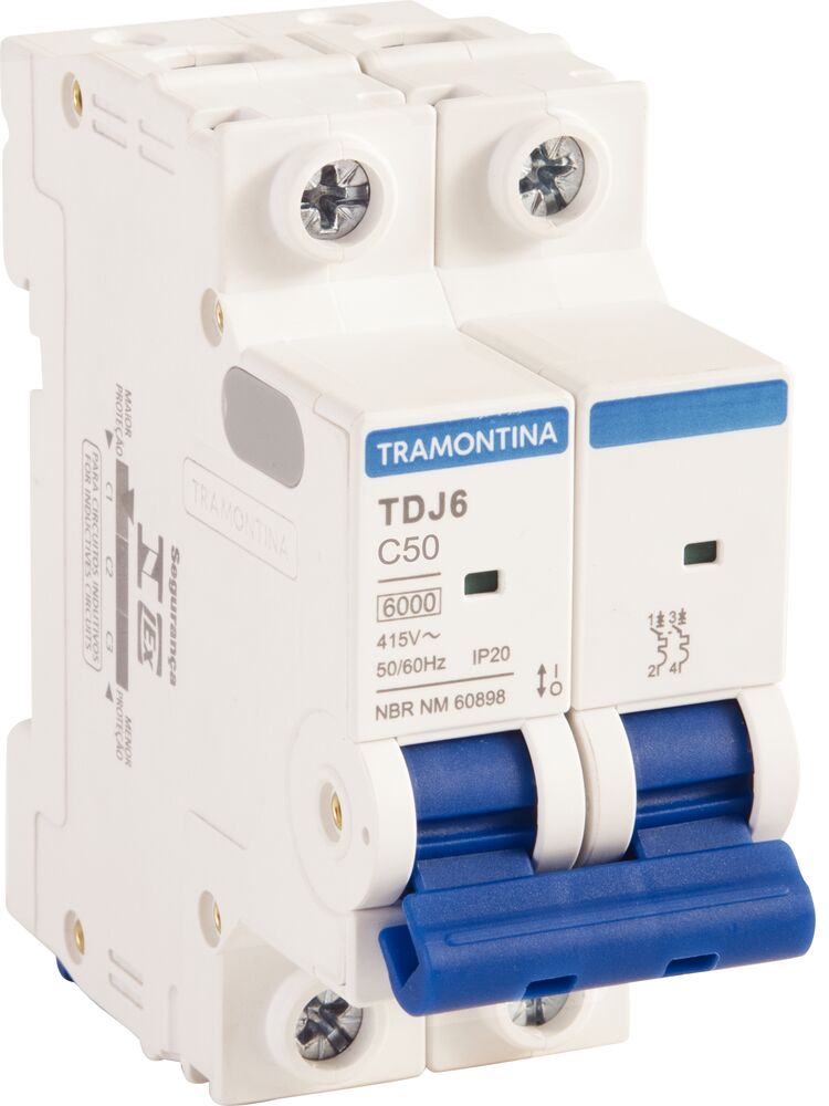 Disjuntor 50A TDJ6 Bipolar 6KA Branco Tramontina