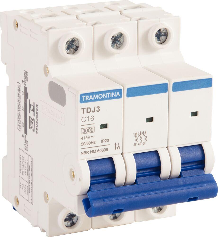 Disjuntor 16A TDJ3 Tripolar 3KA Branco Tramontina