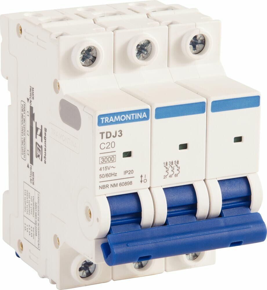 Disjuntor 20A TDJ3 Tripolar 3KA Branco Tramontina