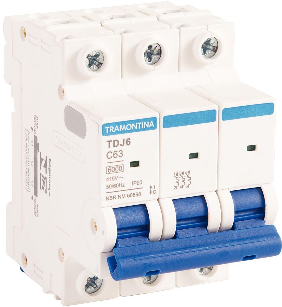 Disjuntor 63A TDJ6 Tripolar 6KA Branco Tramontina
