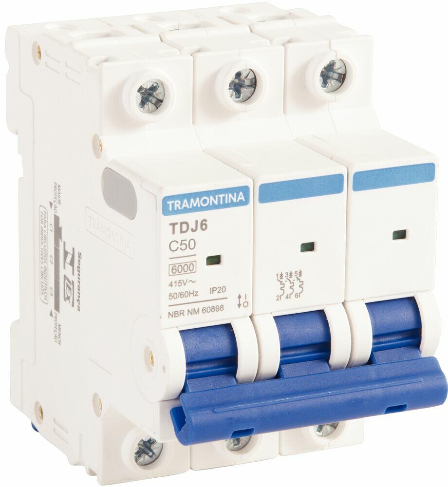 Disjuntor 50A TDJ6 Tripolar 6KA Branco Tramontina