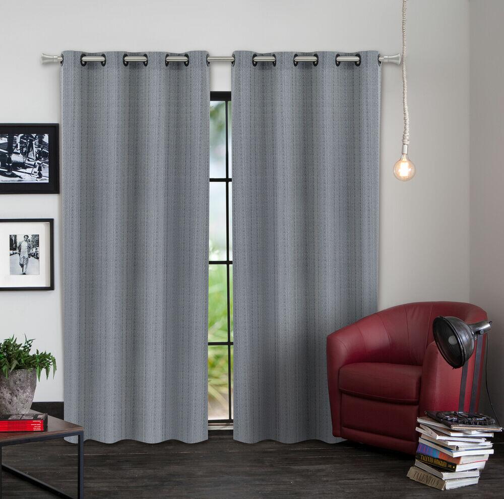Cortina Poliéster Madras 2,60x2,30m Chumbo Diagonal