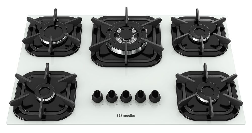 Cooktop a Gás 5 Bocas Branco Bivolt Mueller