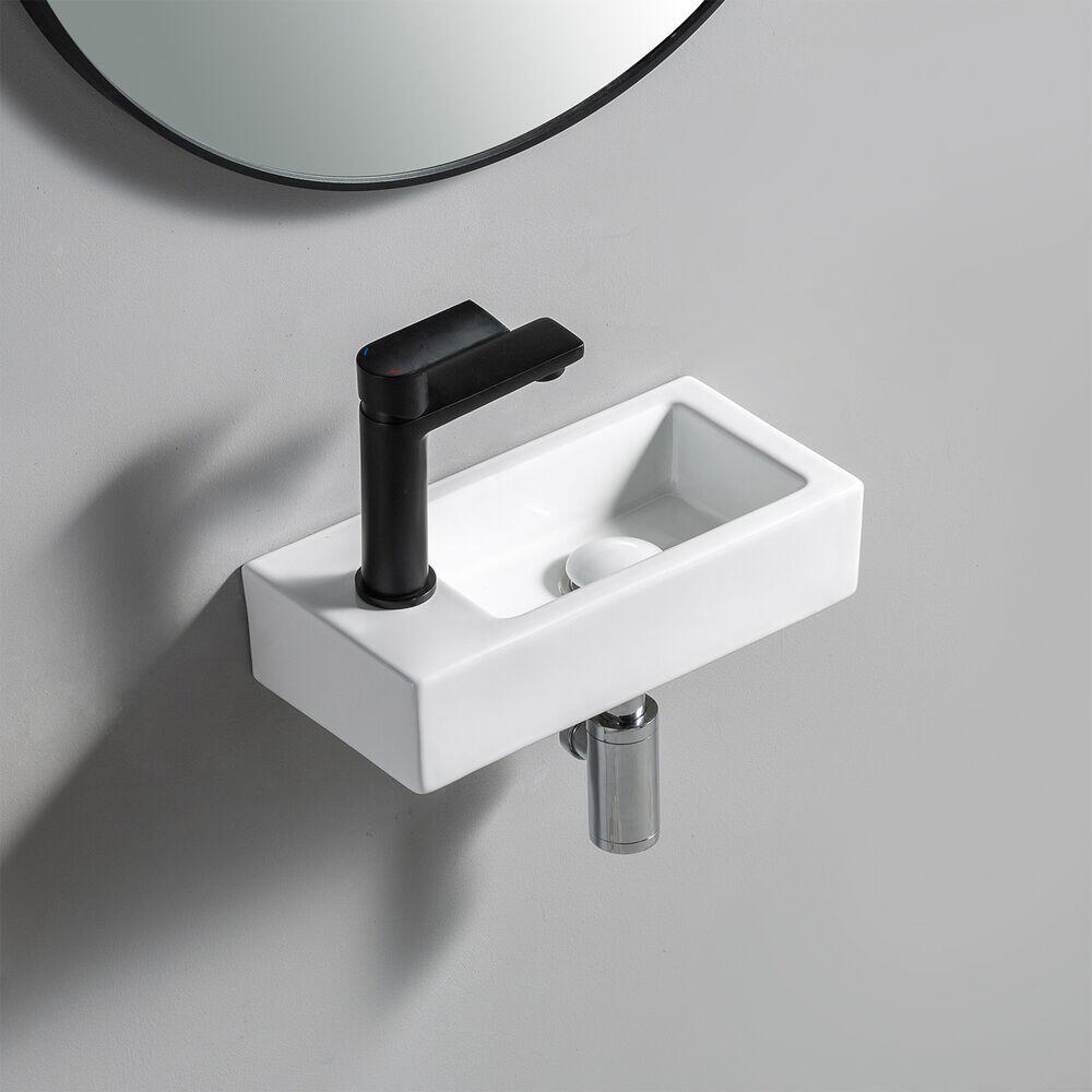 Cuba para Banheiro de Apoio Louça Retangular Suspensa Eco Branco 9x18x37 Addra