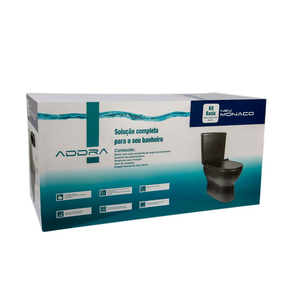 Kit Vaso Sanitário com Caixa Acoplada Acionamento Duplo 3/6L New Monaco Black Matte Addra