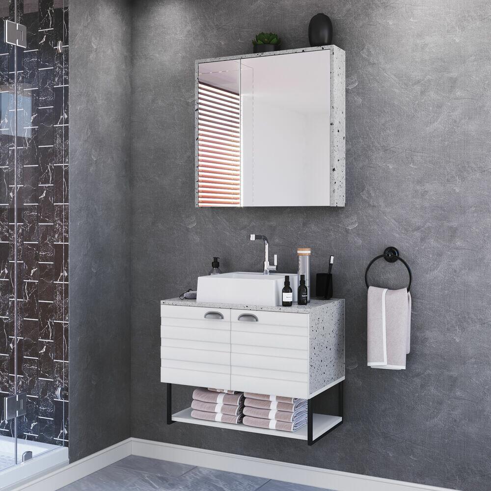 Kit Balcão com Cuba Orion Cosmo Branco MDF/MDP 65cm C-linea