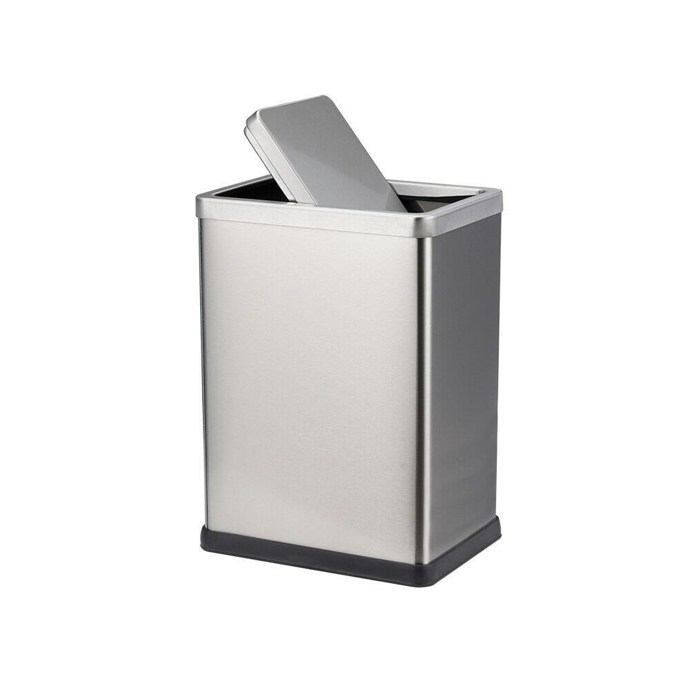 Lixeira Mattia 15 Litros Cinza Escovado Basc 18,6x36,9cm Casa&Ideia