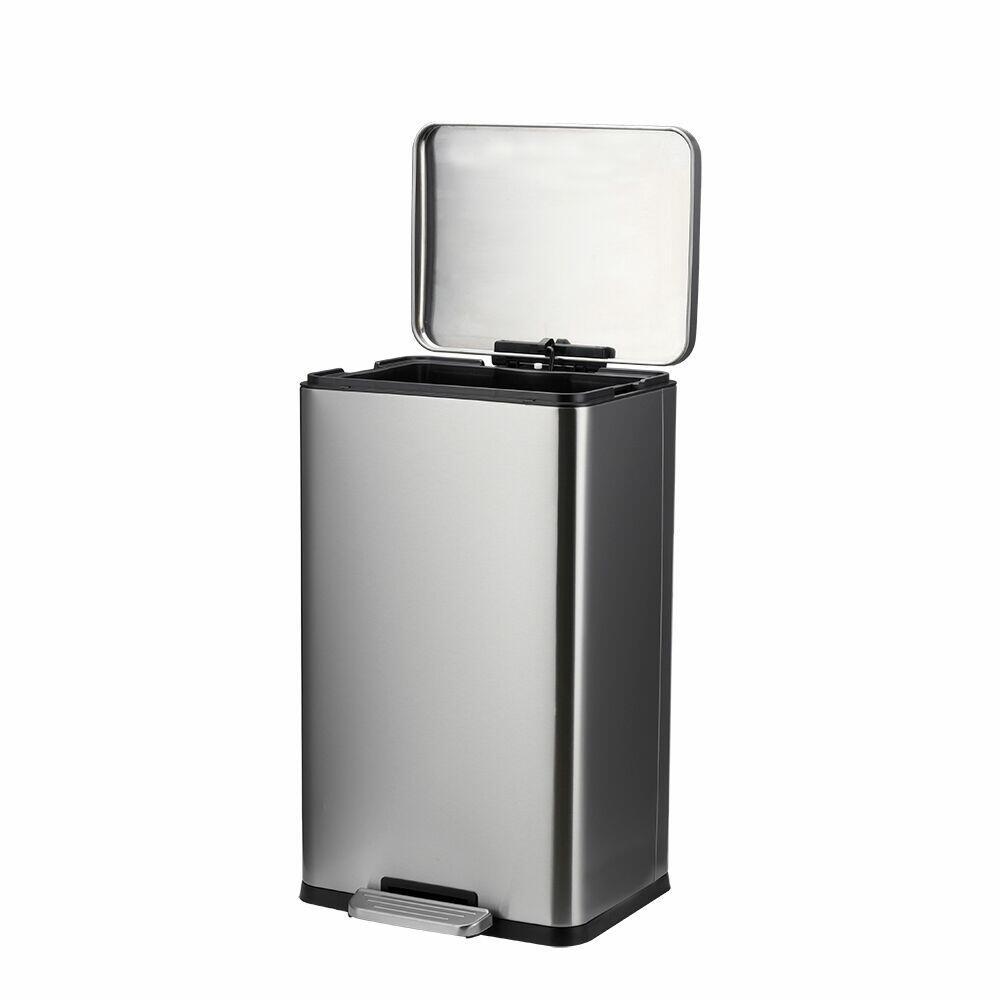 Lixeira com Pedal Terrazo 40 Litros Cinza Escovado 35,7x65,6cm Casa&Ideia