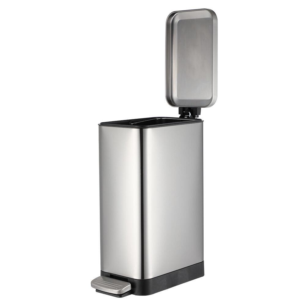 Lixeira com Pedal Slim 15 Litros Cinza Escovado 17x45cm  Casa&Ideia