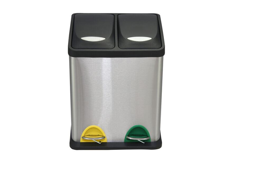 Lixeira Seletiva com Pedal 8L + 8L 26,5x39,5cm Inox Escovado Casa&Ideia