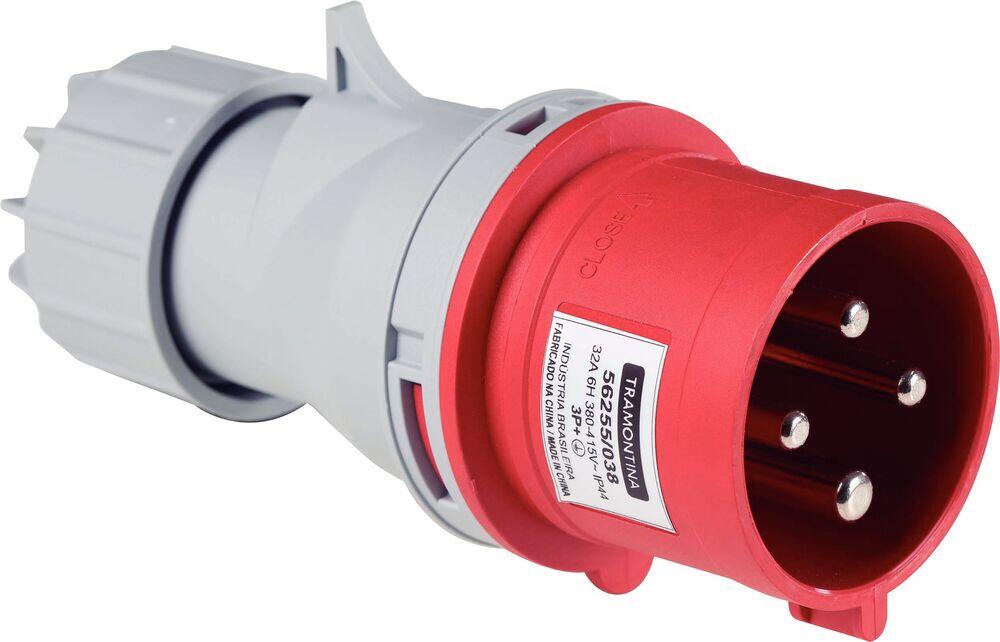 Plugue Móvel Industrial 32a 3p+t 380-415 06h Vermelho Tramontina
