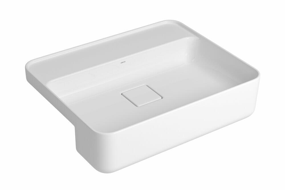 Cuba para Banheiro de Semi-encaixada Louça 50cm Slim Branco Retangular Deca