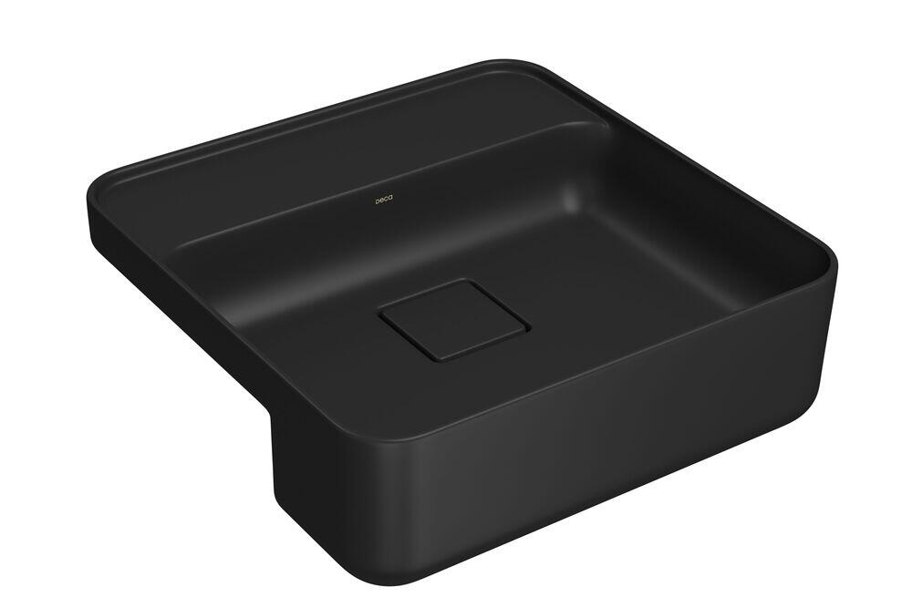 Cuba para Banheiro de Semi-encaixada Louça com Mesa Slim Ebano Fosco Quadrada 40cm Deca