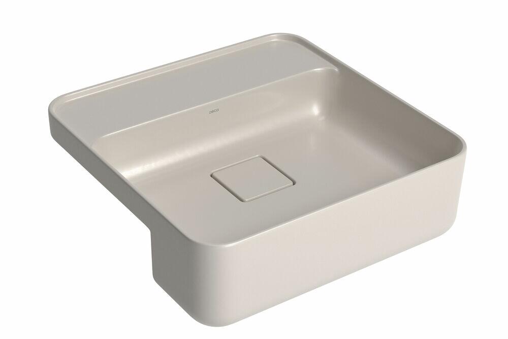 Cuba para Banheiro de Semi-encaixada Louça com Mesa Slim Acetinado Quadrada 40cm Bege Deca