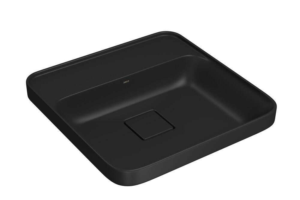 Cuba para Banheiro de Sobrepor Louça com Mesa Slim Ebano Fosco Quadrada 40cm Deca