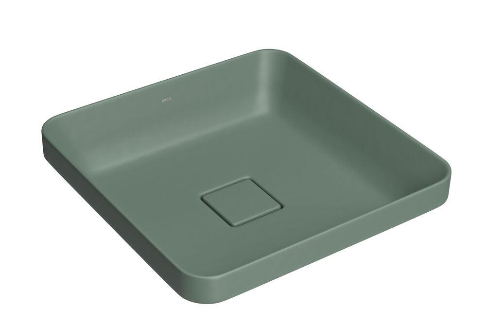 Cuba para Banheiro de Sobrepor Louça Slim Verde Salvia  Quadrada 40cm Deca