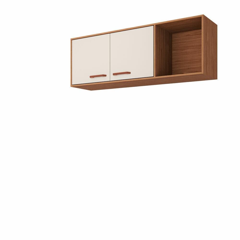 Armário Aéreo 1,14m Slim Freijo/off White 2 Portas MGM Gabinetes