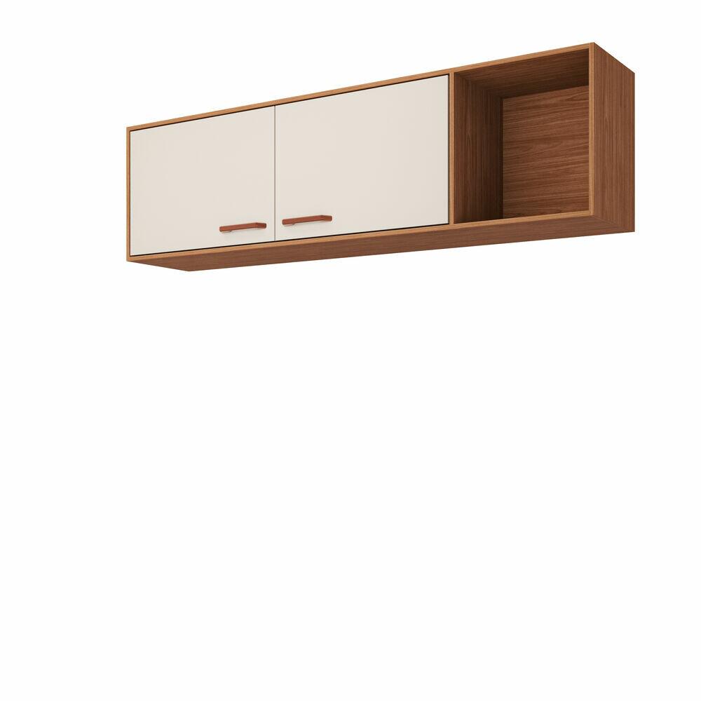Armário Aéreo 1,44m Slim Freijo/off White 2 Portas MGM Gabinetes