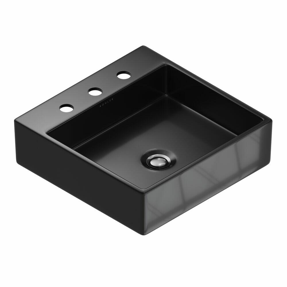 Cuba para Banheiro de Apoio para Mesa 41x41cm Taut Preto Quadrada Kohler