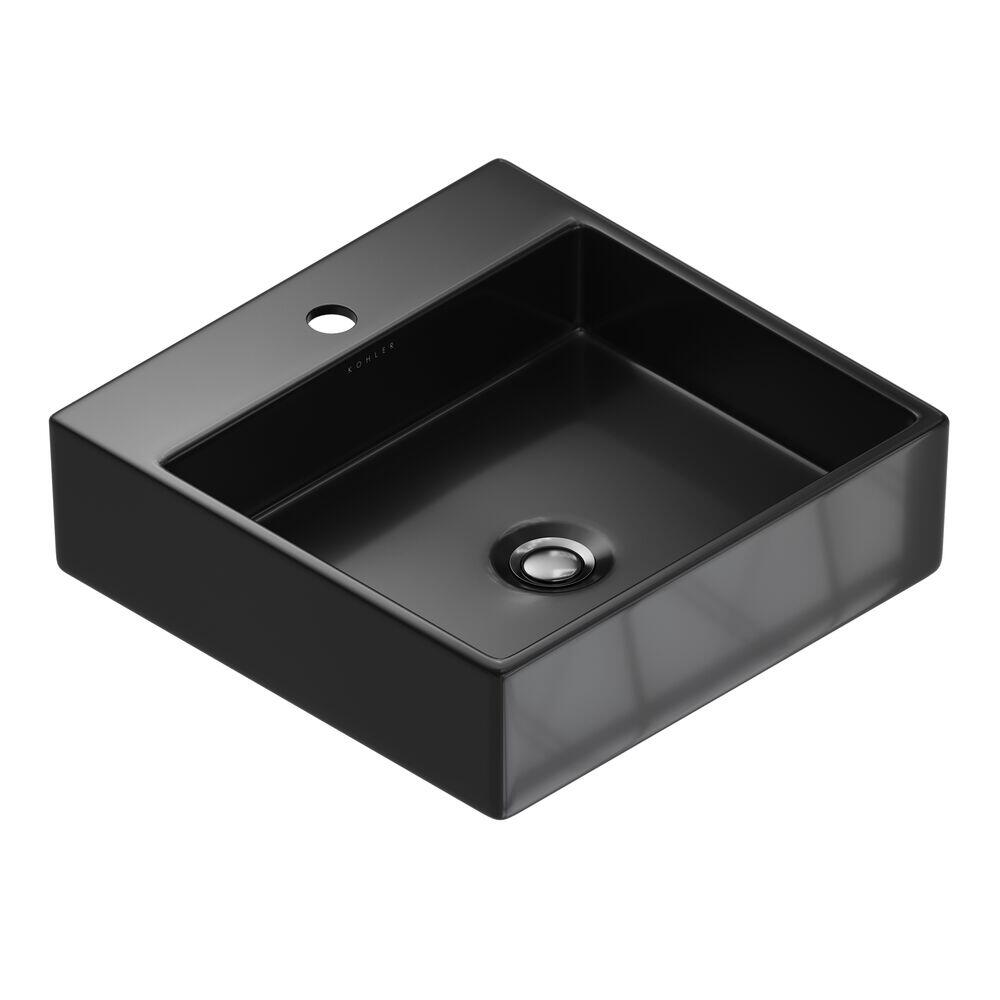 Cuba para Banheiro de Apoio 41x41cm Taut Preto Quadrada Kohler