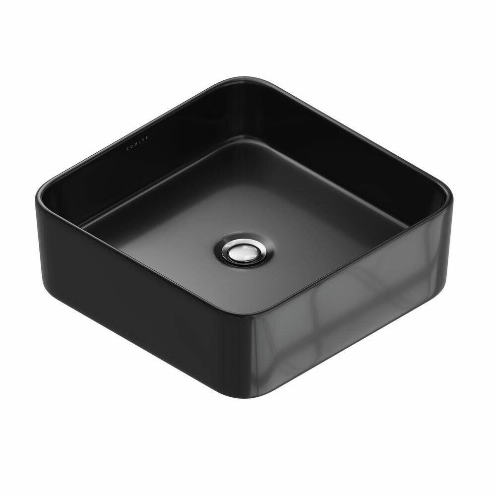 Cuba para Banheiro de Apoio 35x35cm Vox Preto Quadrada Kohler