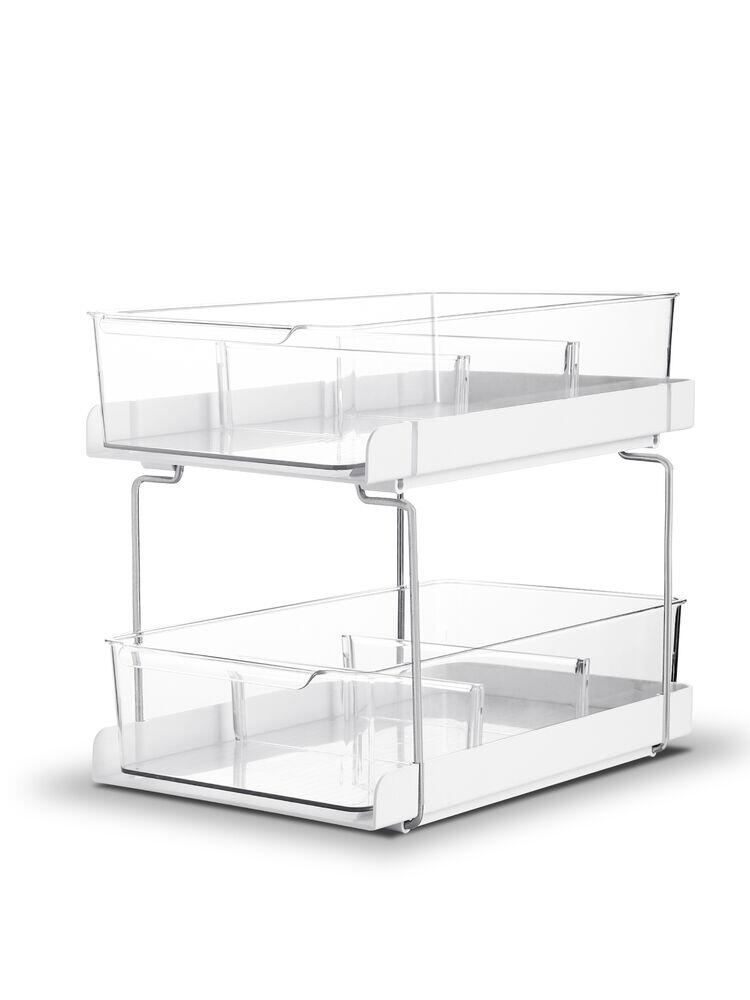 Organizador Bogarim Transparente Duplo Para Geladeira 36,3x21,4cm 19,7l Casa&Ideia