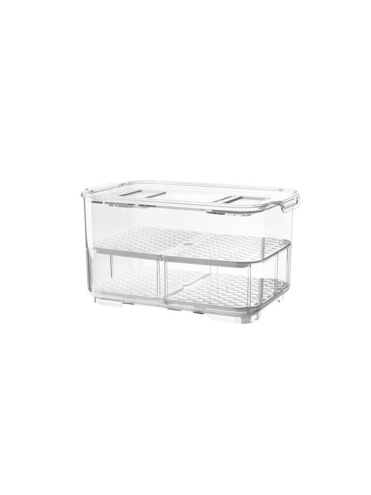 Cesto Organizador Lis Com Escorredor E Tampa Transparente 27,6x17,5cm 7l Casa&Ideia