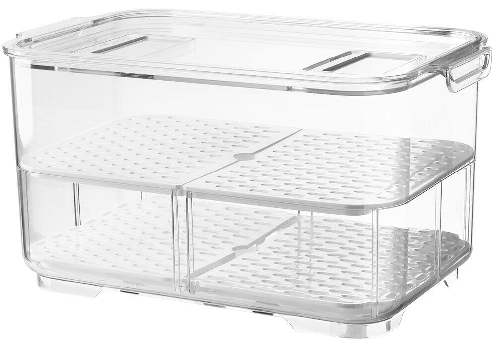 Cesto Organizador Lis Com Escorredor E Tampa Transparente 23,3x14,7cm 4,2l Casa&Ideia