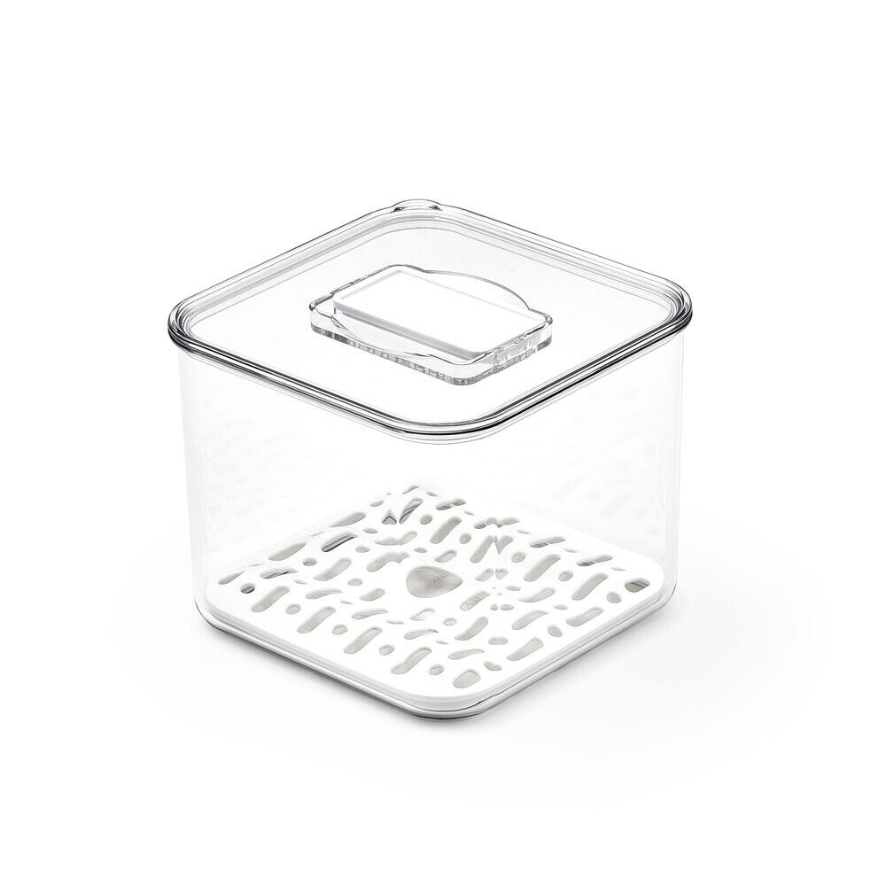 Cesto Organizador Lis Com Escorredor e Tampa Transparente 14,2x14,2cm 2,4l Casa&Ideia