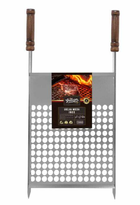 Grelha Moeda Bandeja com Descanso Inox 40x50cm Grilazer