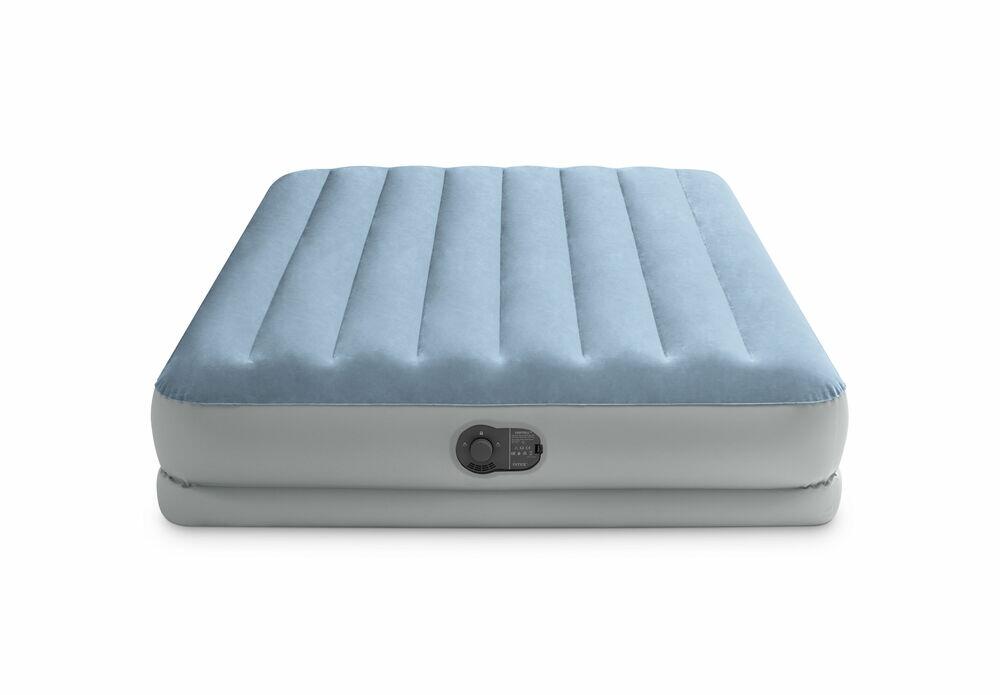 Colchão Elevado Casal  Retangular Com Bomba Usb Azul Intex