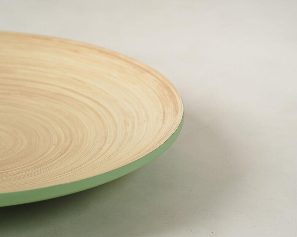 Sousplat de Bambu Metake Verde Fosco Redondo 33cm Casa&ideia