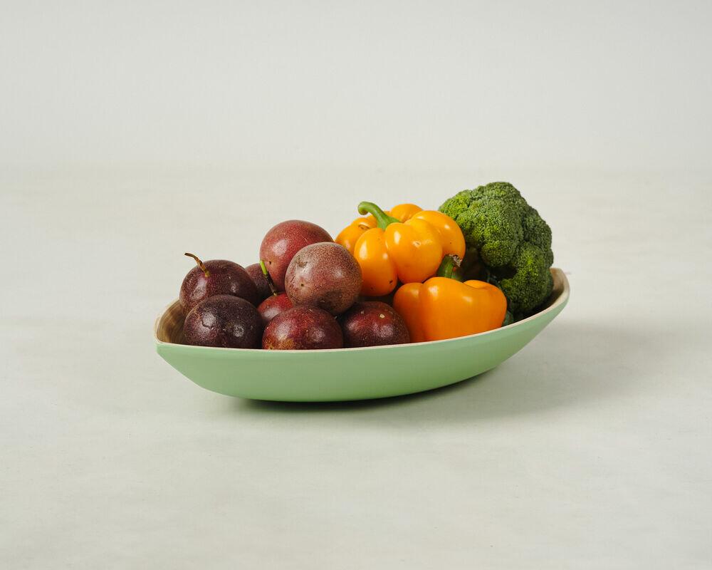Bandeja Bambu Metake Verde Fosco Oval 25x39x6 Casa&ideia