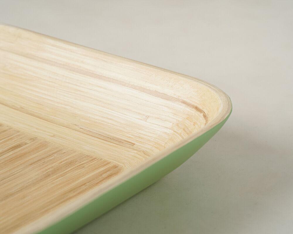Bandeja Bambu Metake Verde Fosco Quadrada 30x30x5,5 Casa&ideia