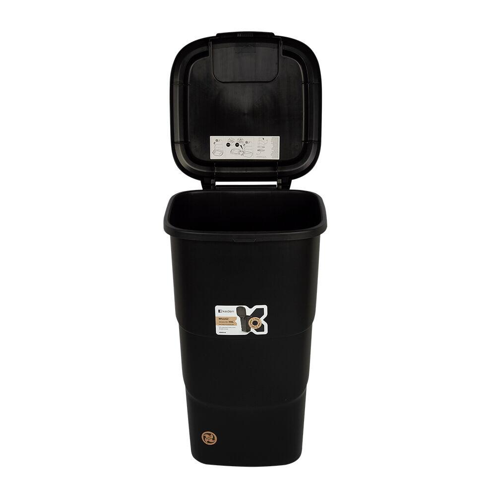Lixeira Com Tampa Aster Preto 110L Casa&ideia