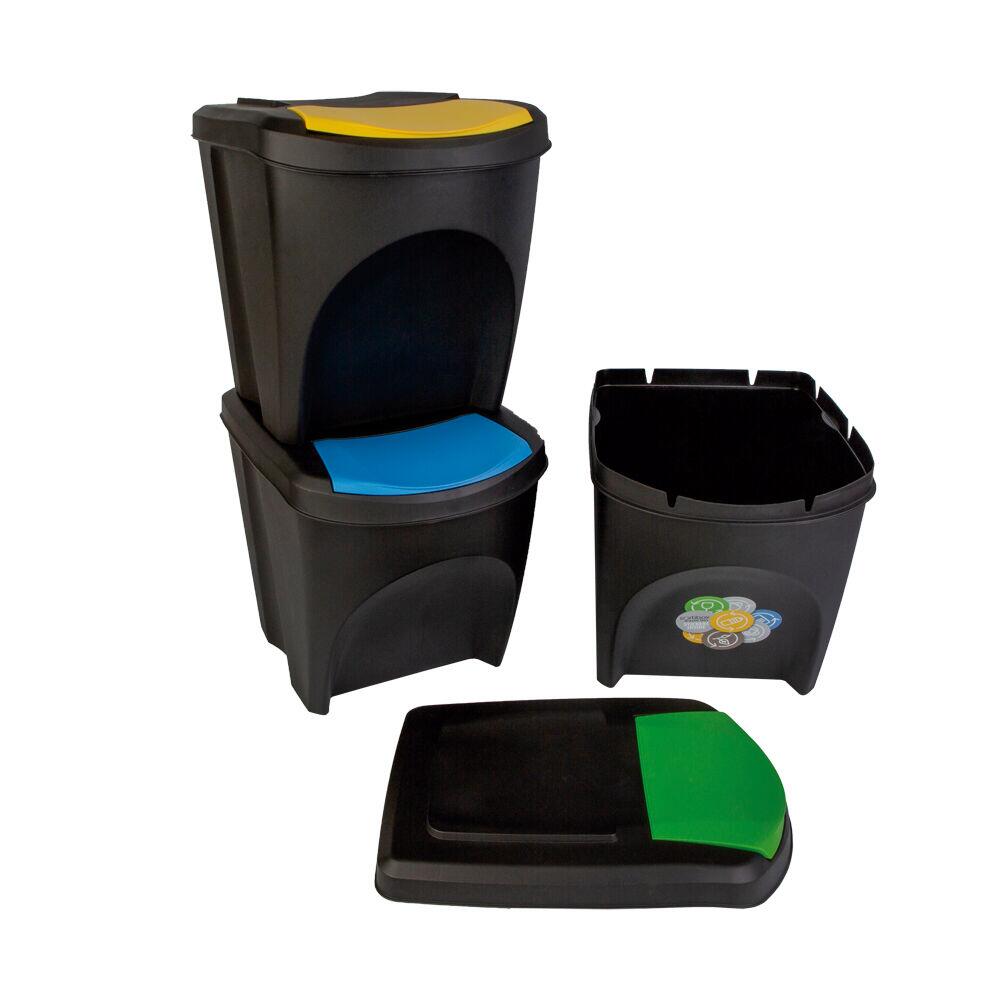 Kit 3 Lixeiras Com Tampa 25l Andel Antracita Casa&ideia