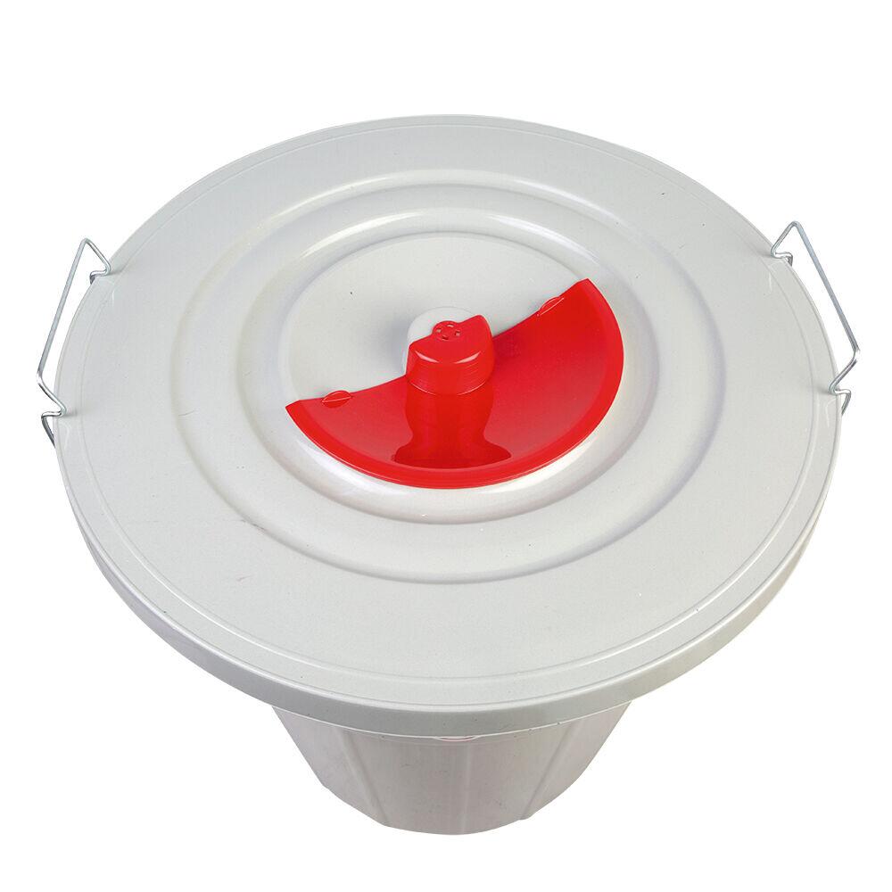 Lixeira com Tampa e Rodas Locked Vermelho 120l Cinza Casa&Ideia