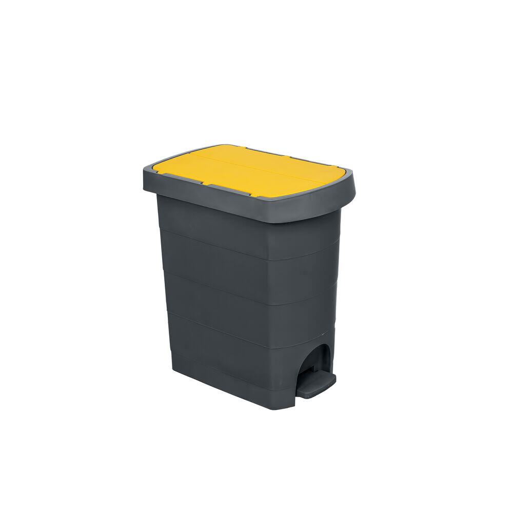 Lixeira Com Pedal Plástico Cinza Amarelo  Antracite 60l Casa&Ideia
