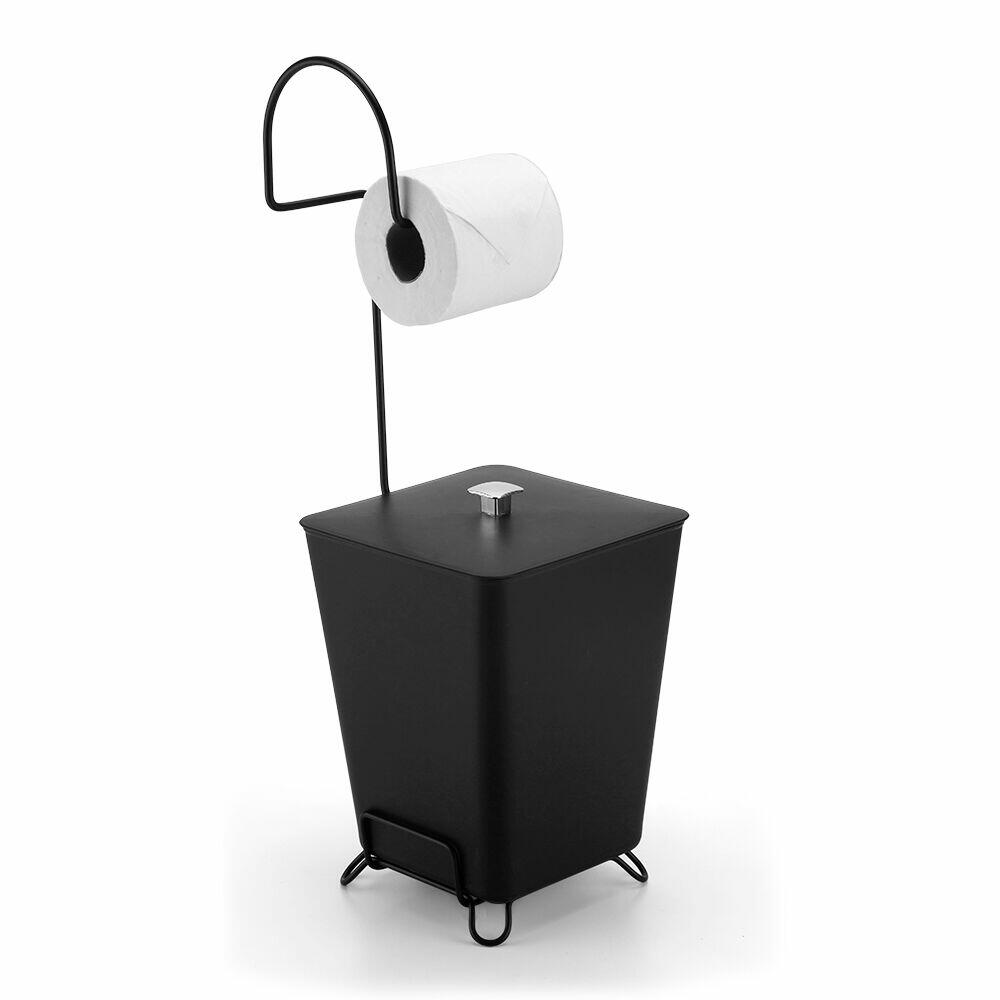 Papeleira de Chao com Lixeira 7l Black Arthi