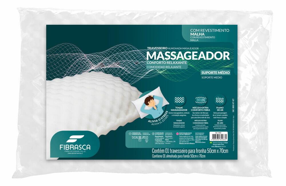 Travesseiro Massageador Suporte Médio 15x42cm Branco Fibrasca