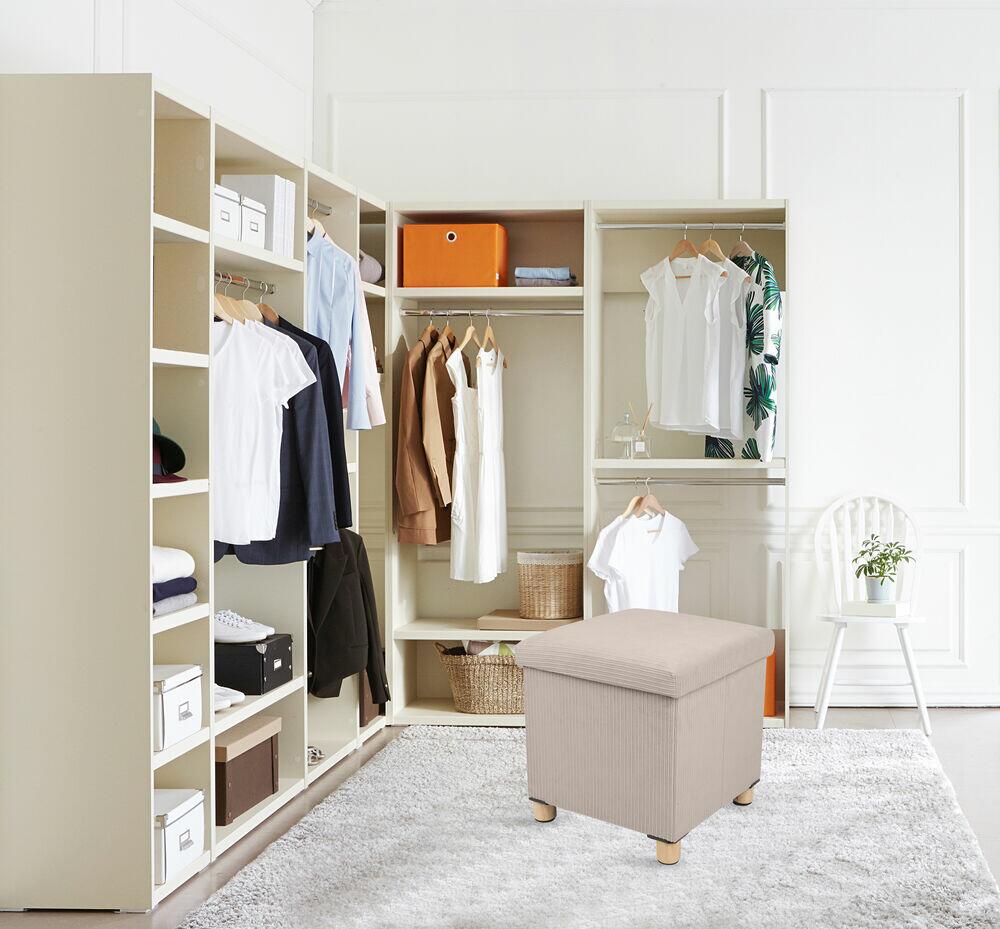 Puff Organizador com Pés 38x38cm Comfy Bege Diagonal