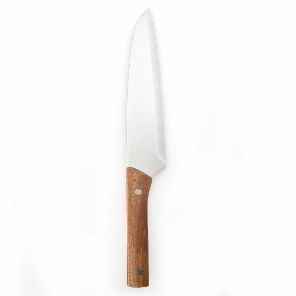 Faca de Cozinha com Cabo de Madeira Acacia Fosco Inox 33cm Casa&ideia
