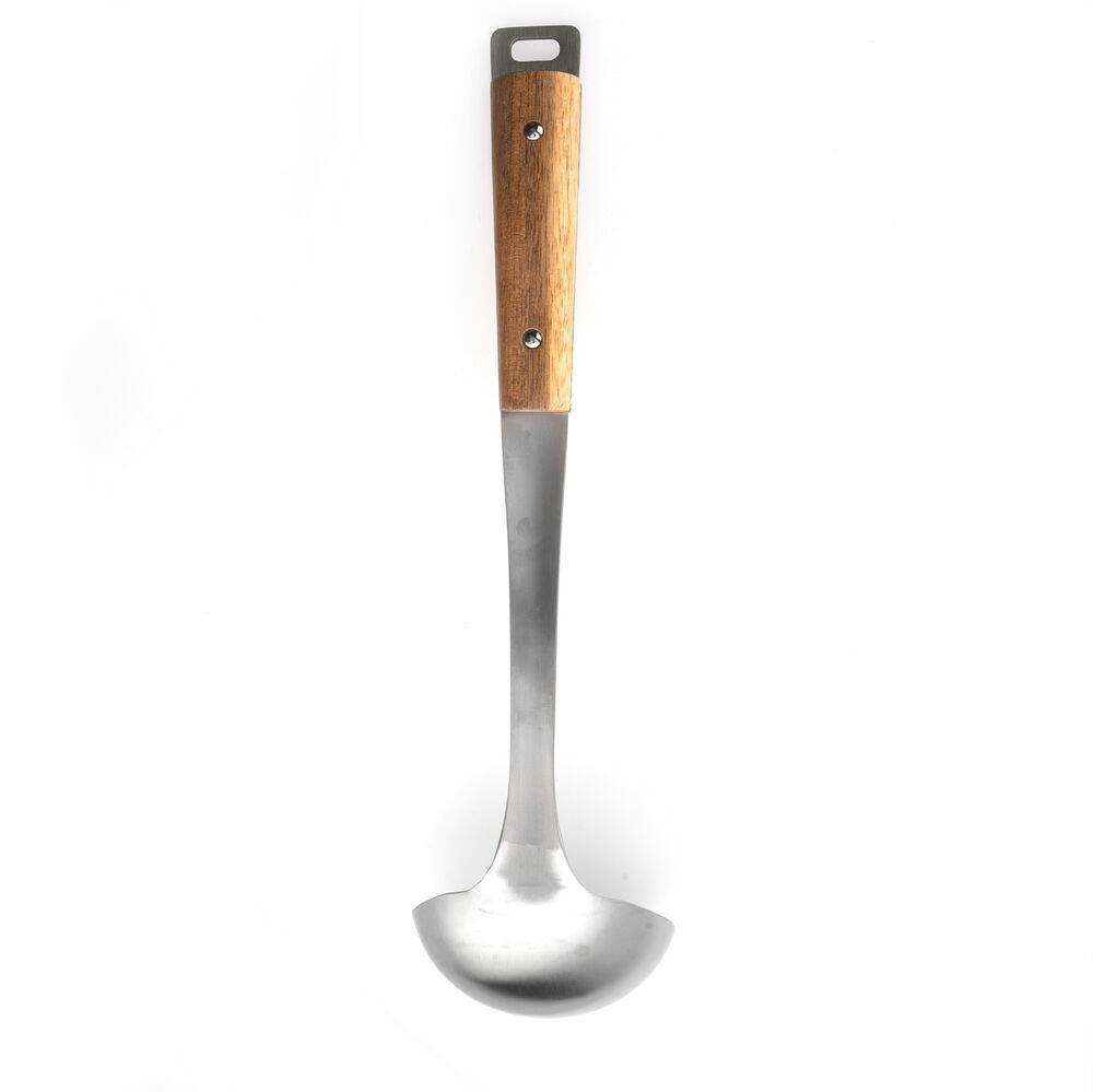 Concha Com Cabo de Madeira Acacia Fosco Inox Casa&ideia