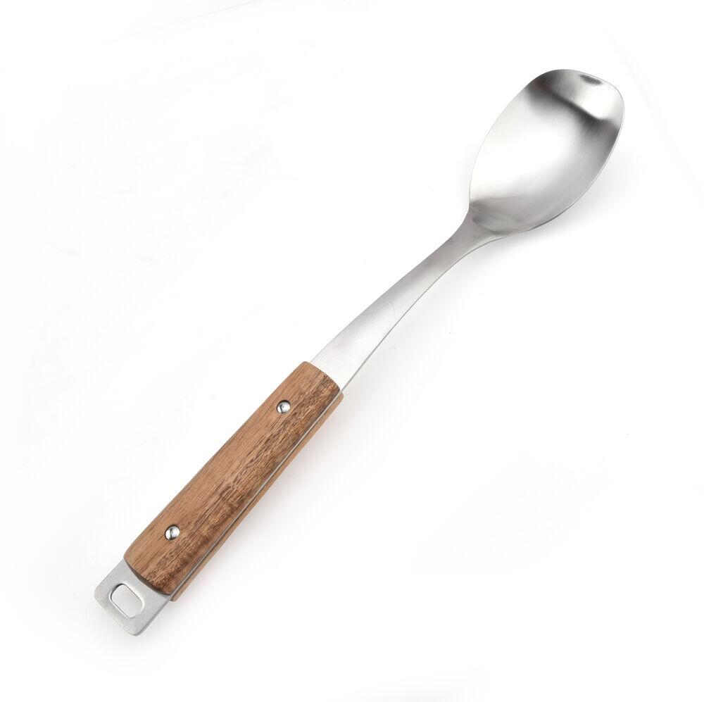 Colher para Cozinha Com Cabo de Acacia Fosco Madeira Inox Casa&ideia