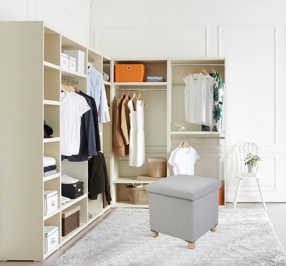 Puff Organizador C/Pes 38x38cm Comfy Cinza Diagonal