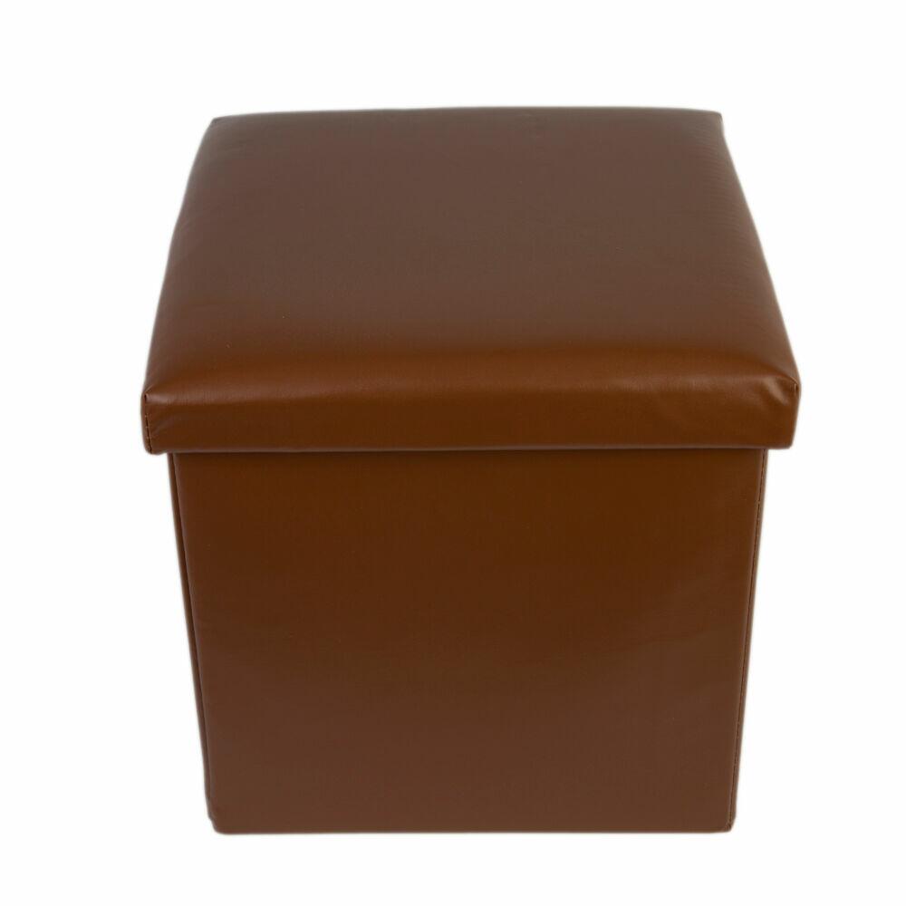 Puff Organizador Dobrável  38x38cm Isis Marrom Diagonal