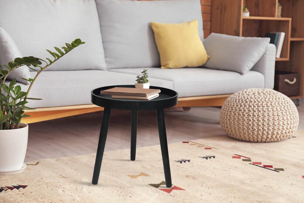 Mesa Lateral Luna 38x40cm Redondo Preto Diagonal