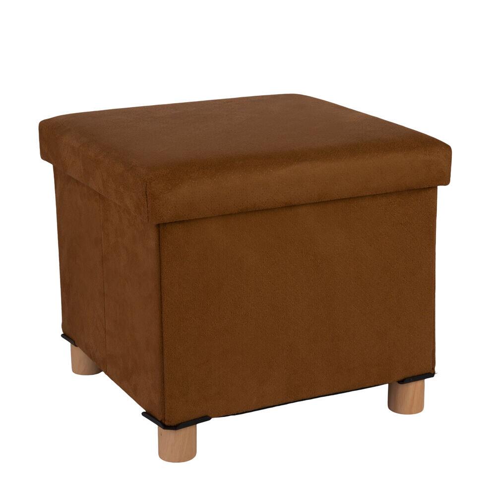 Puff Organizador com Pés 38x38cm Comfy Marrom Diagonal
