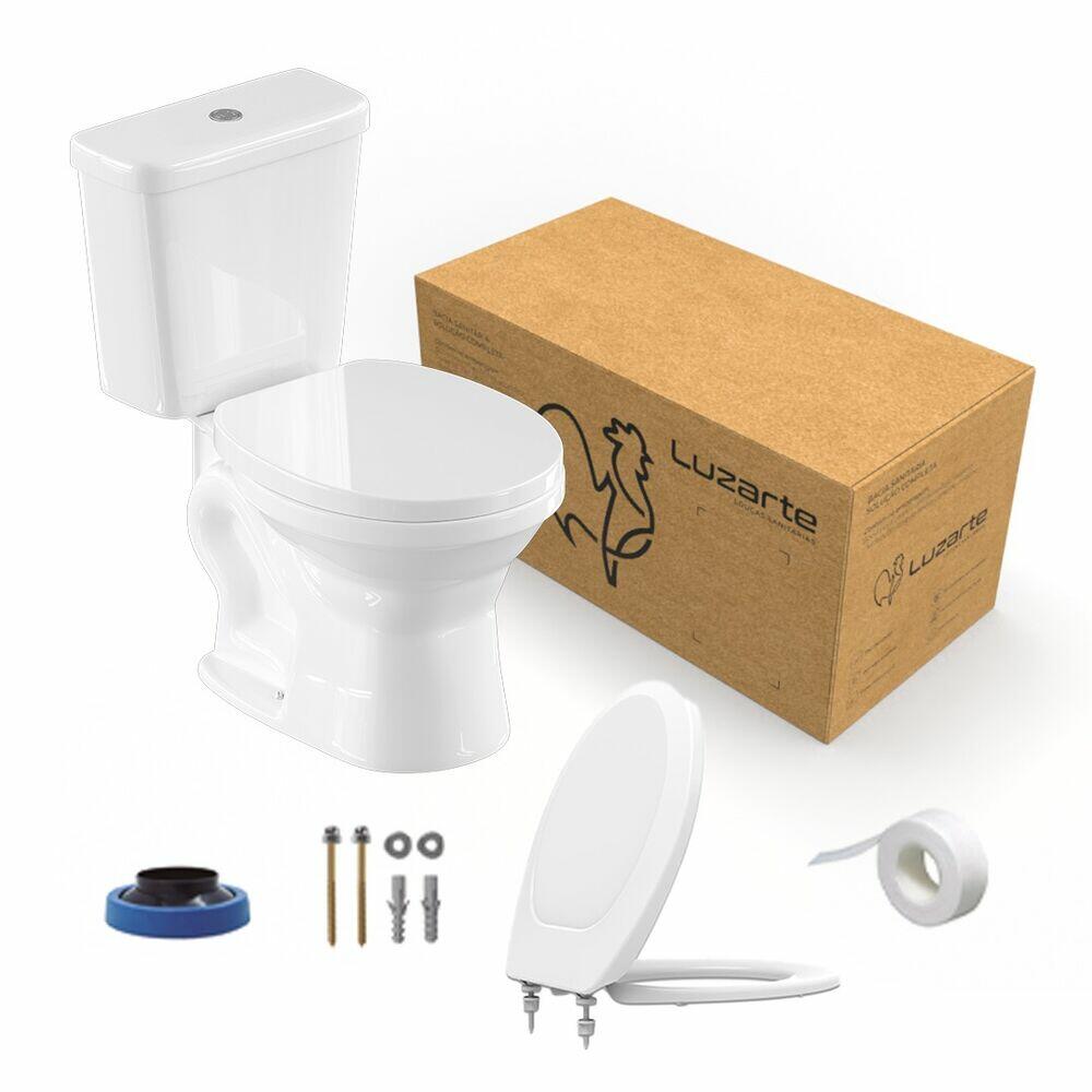 Kit Vaso Sanitário com Caixa Acoplada Acionamento Duplo 3/6L Porto Branco Luzarte